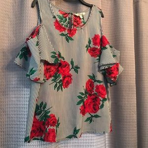 Rose cold shoulder blouse